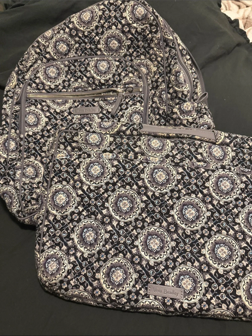 Quilted Patterned Backpack - Purple Floral Medallion